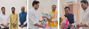 भाजपा नेता मुकेश सिंह राजपूत उपमुख्यमंत्रियों के साथ वाराणसी सर्किट हाउस में